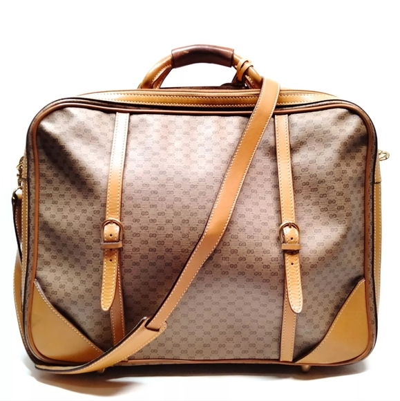Gucci Handbags - GUCCI Micro GG Travel Shoulder Bag Brown PVC Carry-on Bandouliere Purse